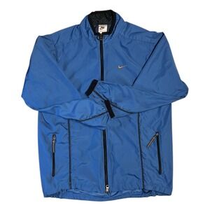 Vintage Y2K Nike Windbreaker Jacket Mens Large Blue Orange Swoosh Full Zip Retro